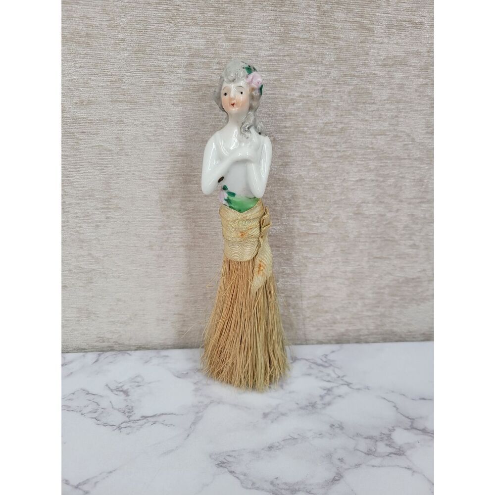 Vintage Porcelain Doll Vanity Brush Broom Figurine Made In Japan Antique